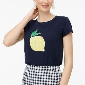 J.Crew Navy Sequin Lemon Collector Tee XS